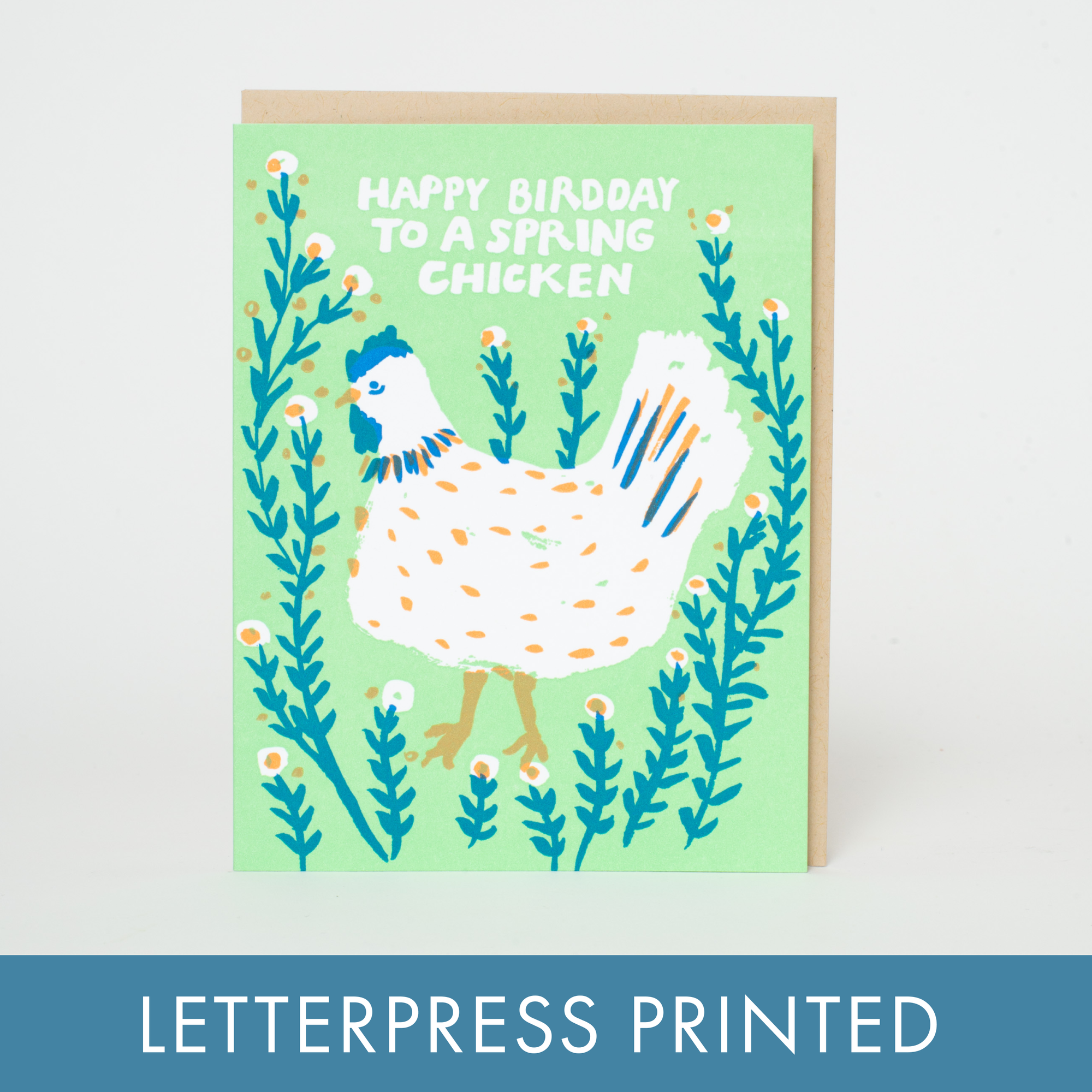 Spring Chicken Birthday Letterpress Card