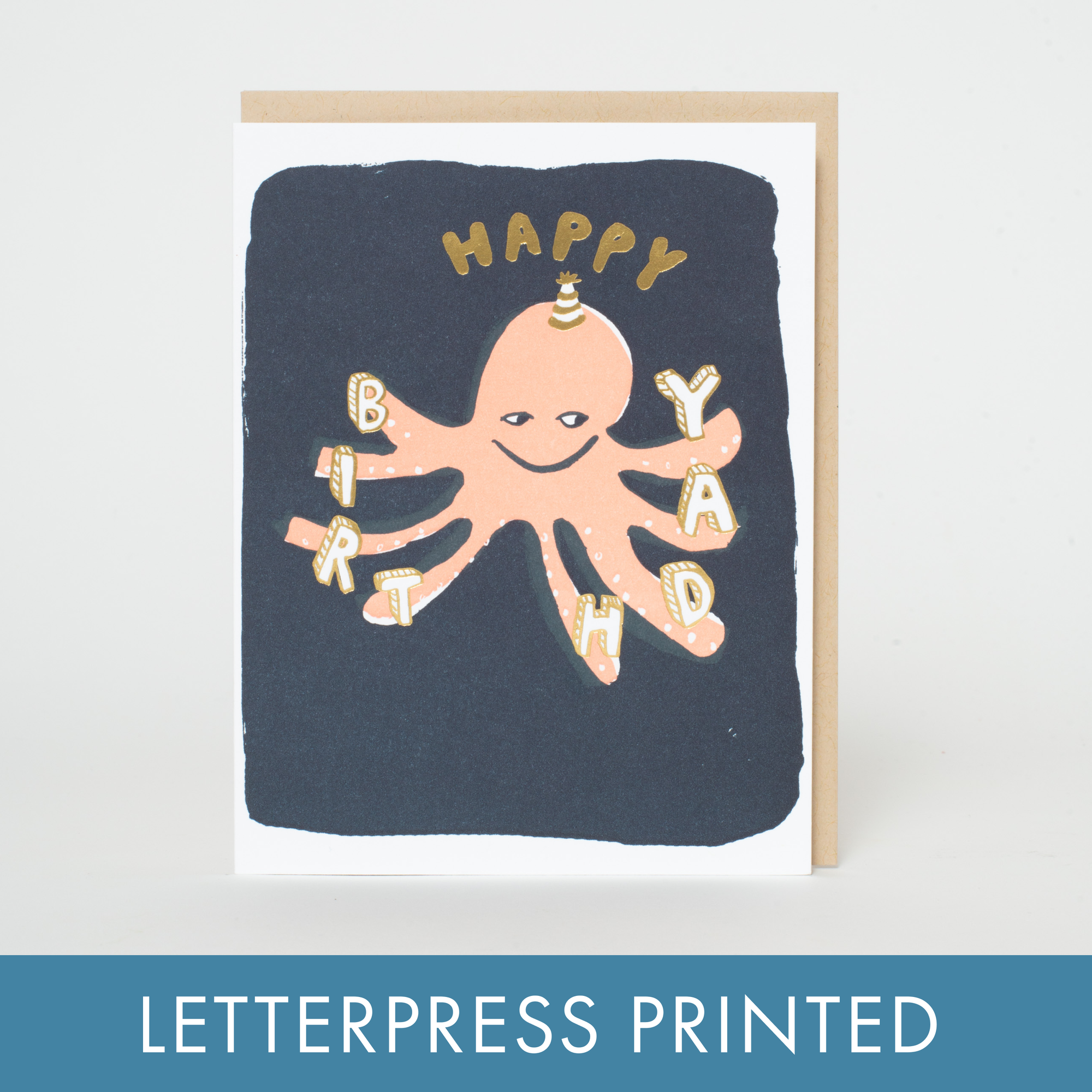 Octopus Birthday Letterpress Card
