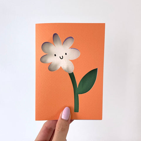 Flower Card - die cut -hello