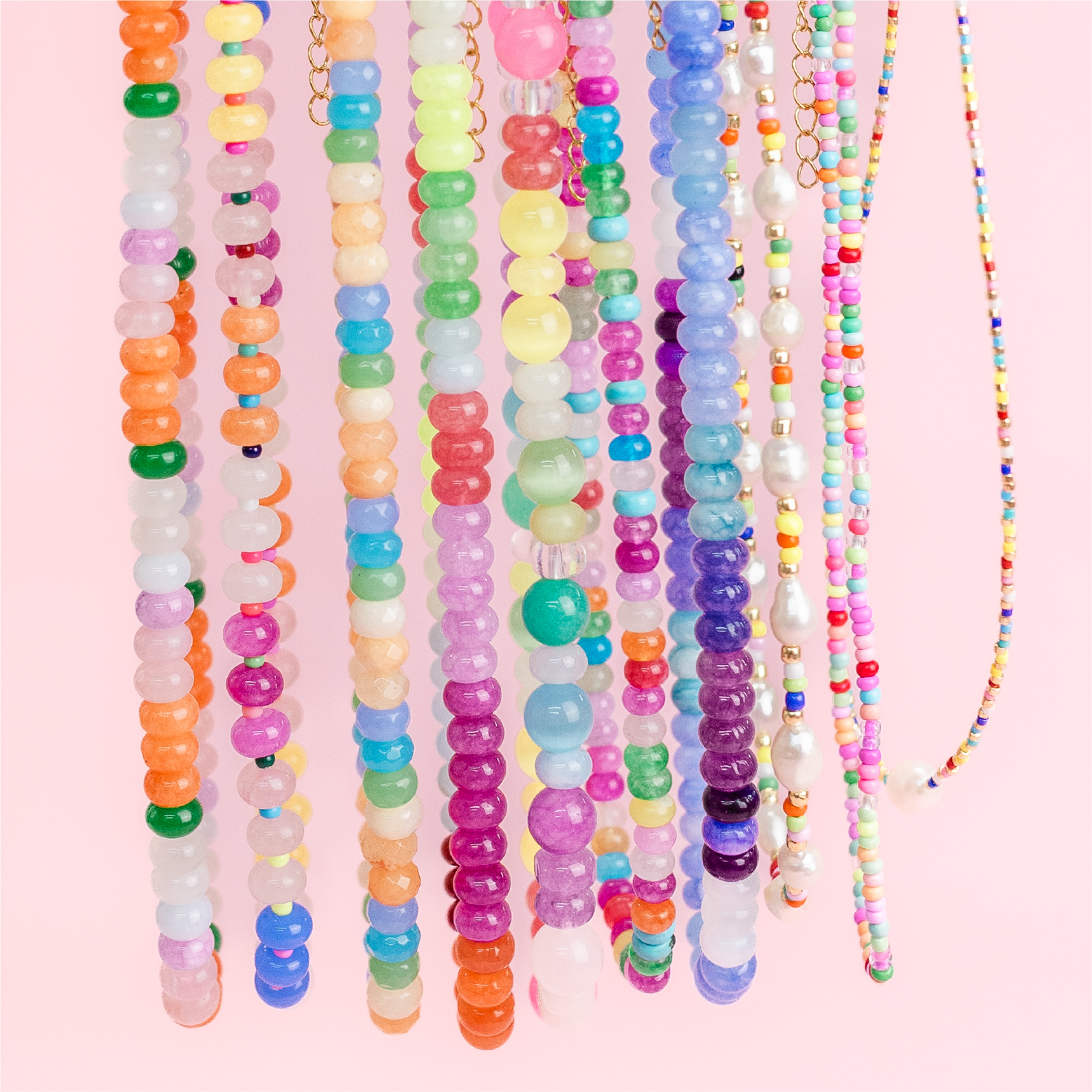 Party Loop - Rainbow Gemstone Bead Necklace