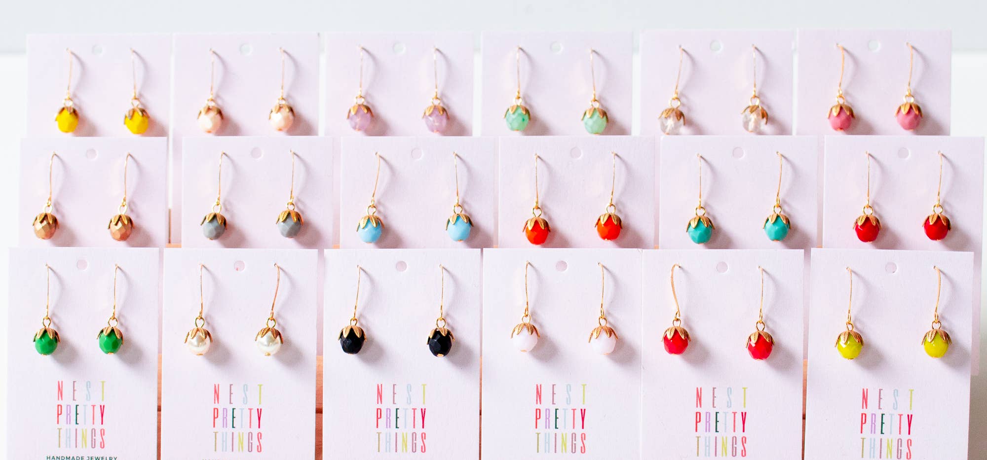 Small Colorful Glass Dangle Earrings