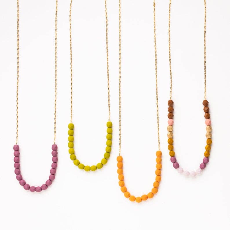 Colorful Glass Bead Necklace,  Layering necklace