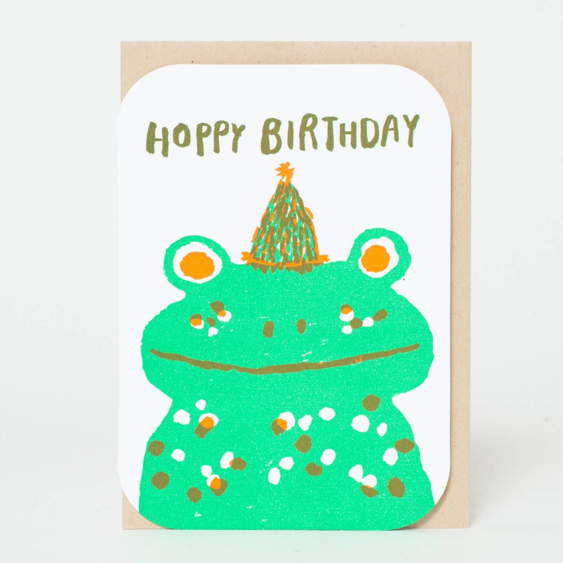 Hoppy Birthday Frog Letterpress Card