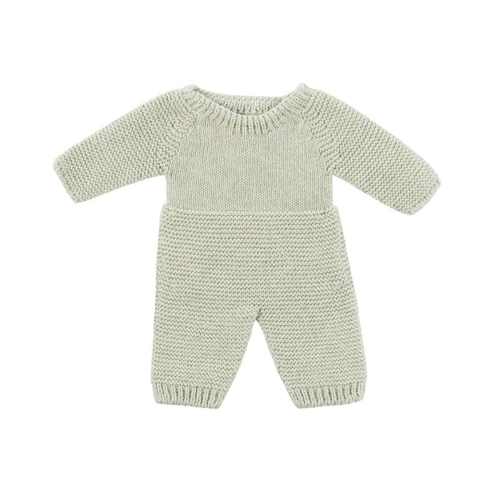 Knitted doll's romper on a white background