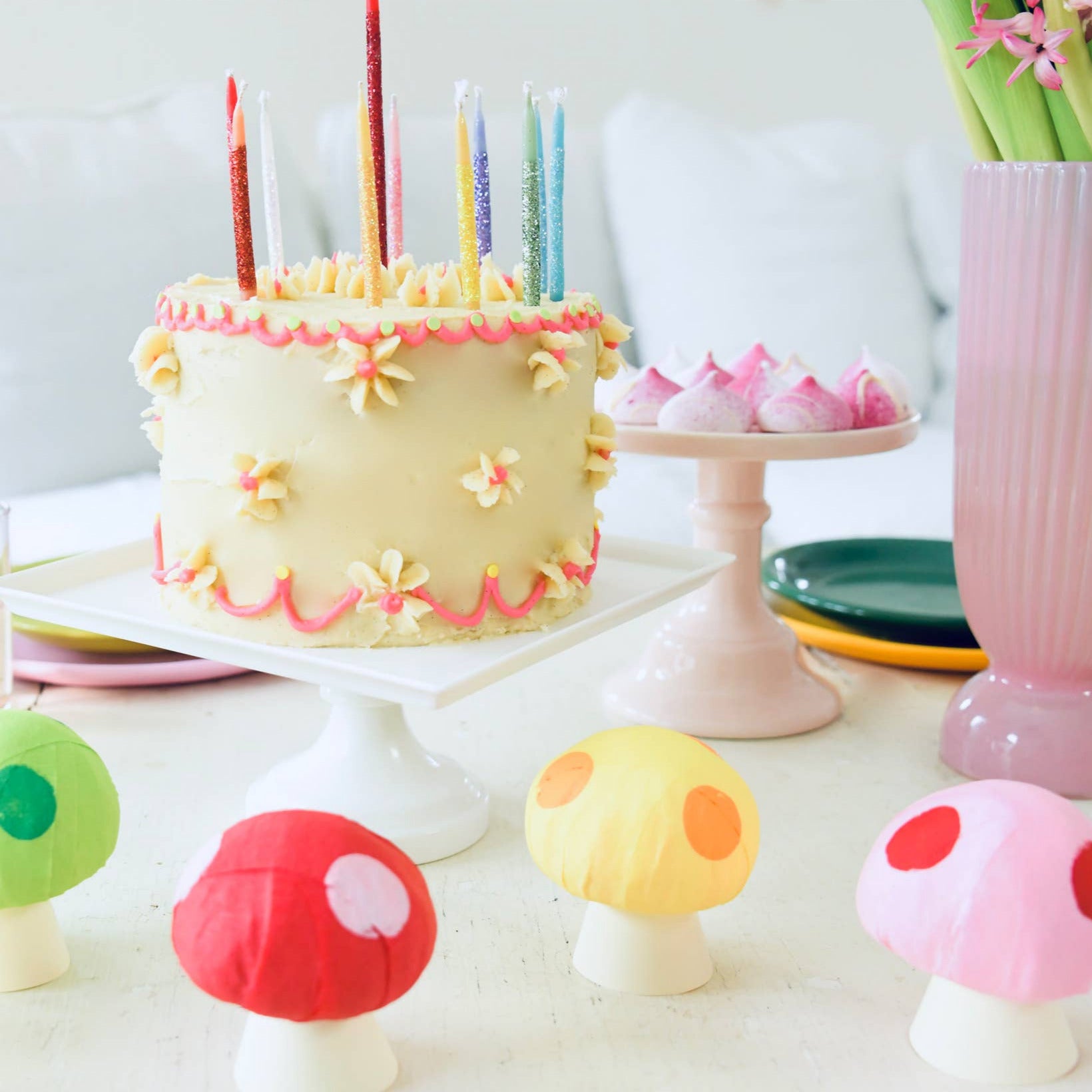 Glitter Wish Candles Beeswax Rainbow 3"