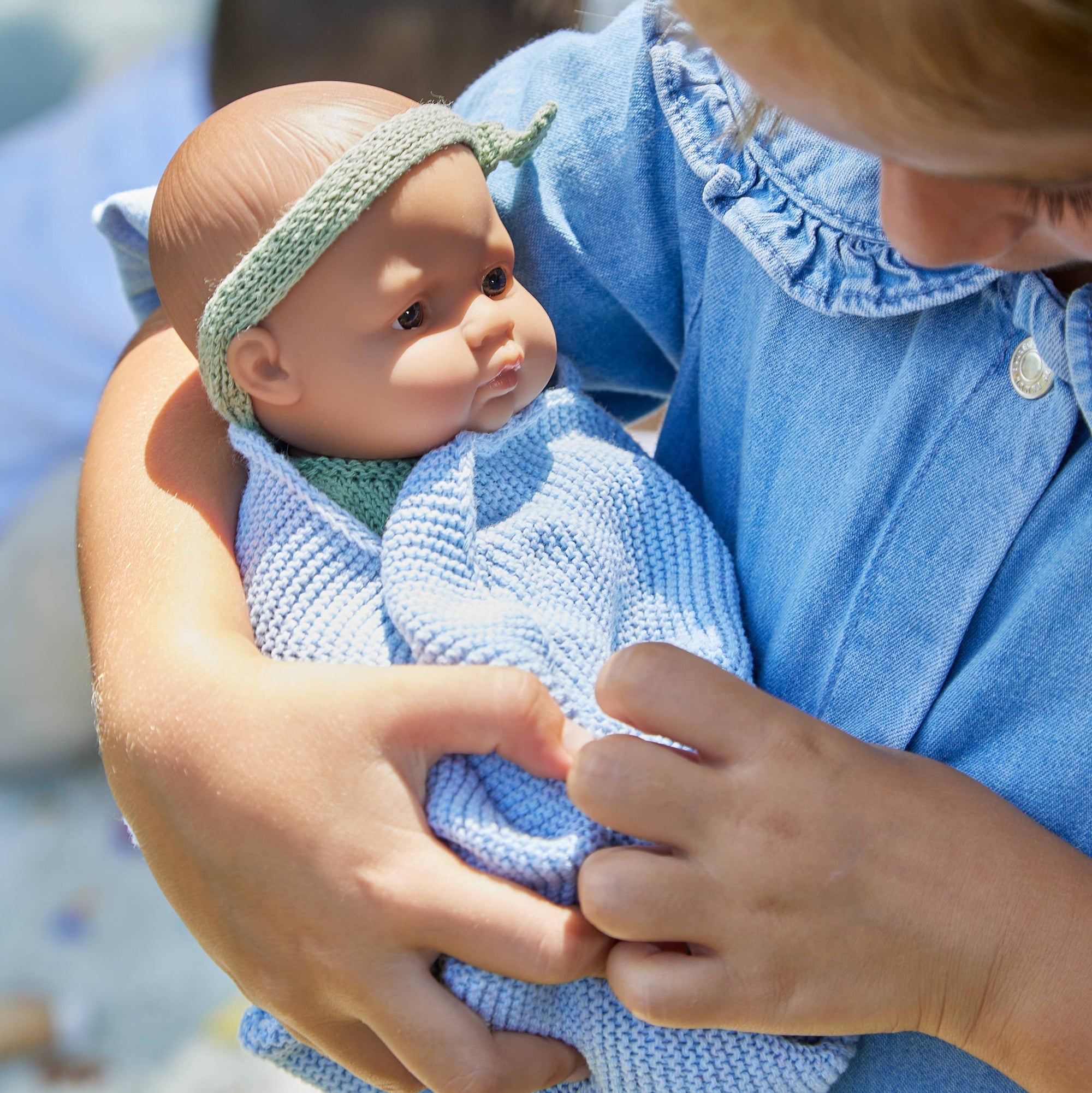 Turquoise Knitted Blanket for Dolls