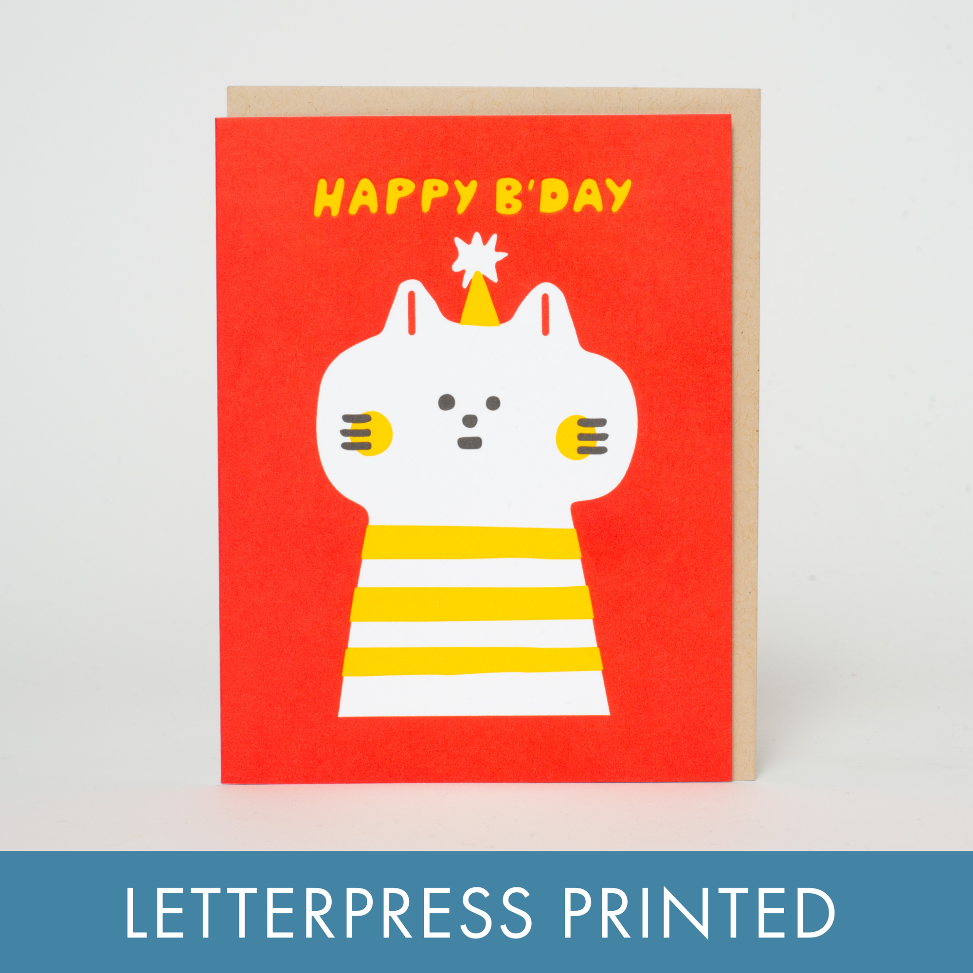 Birthday Kitty Letterpress Card - Suzy Ultman