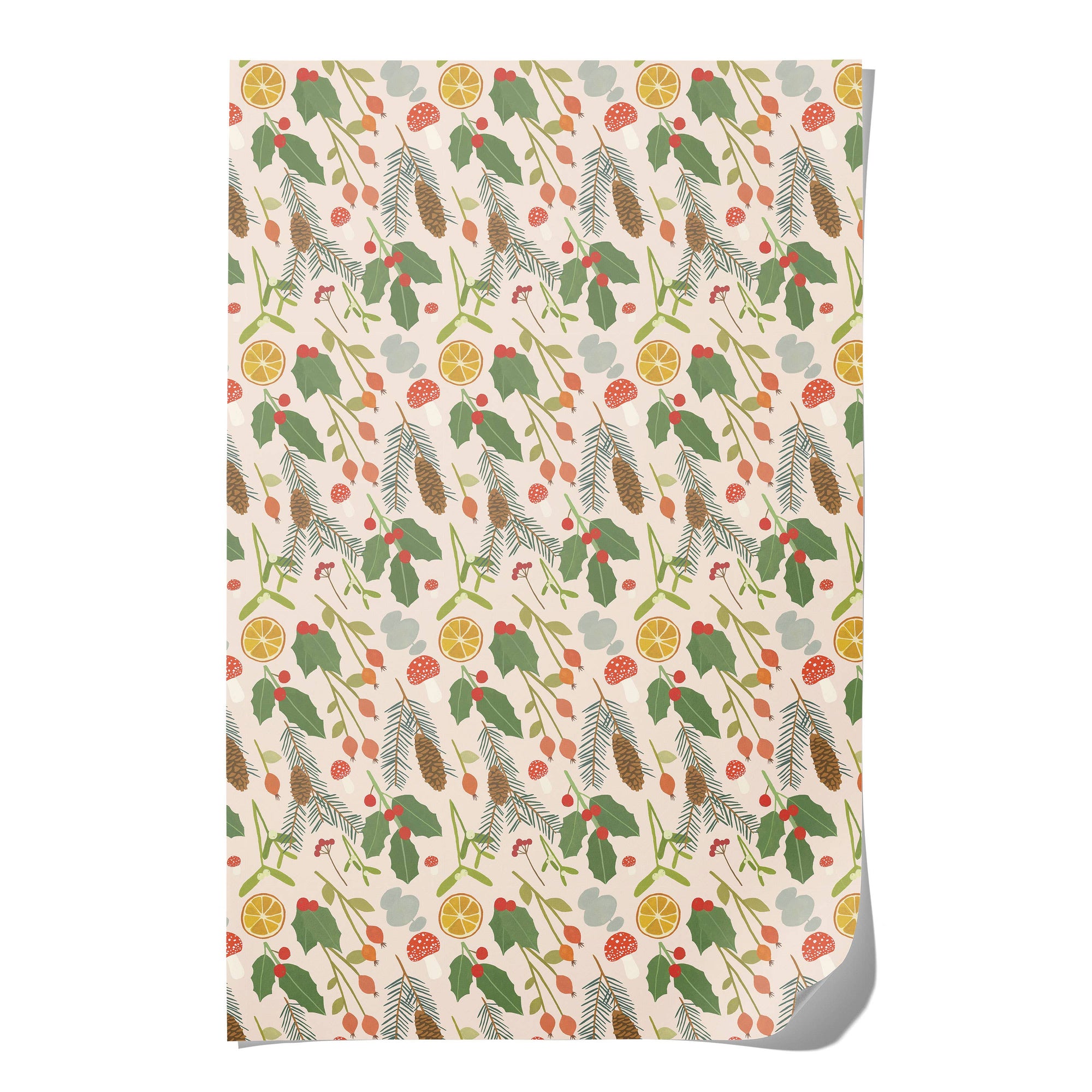 Holiday Greens wrapping paper- roll of 3 sheets