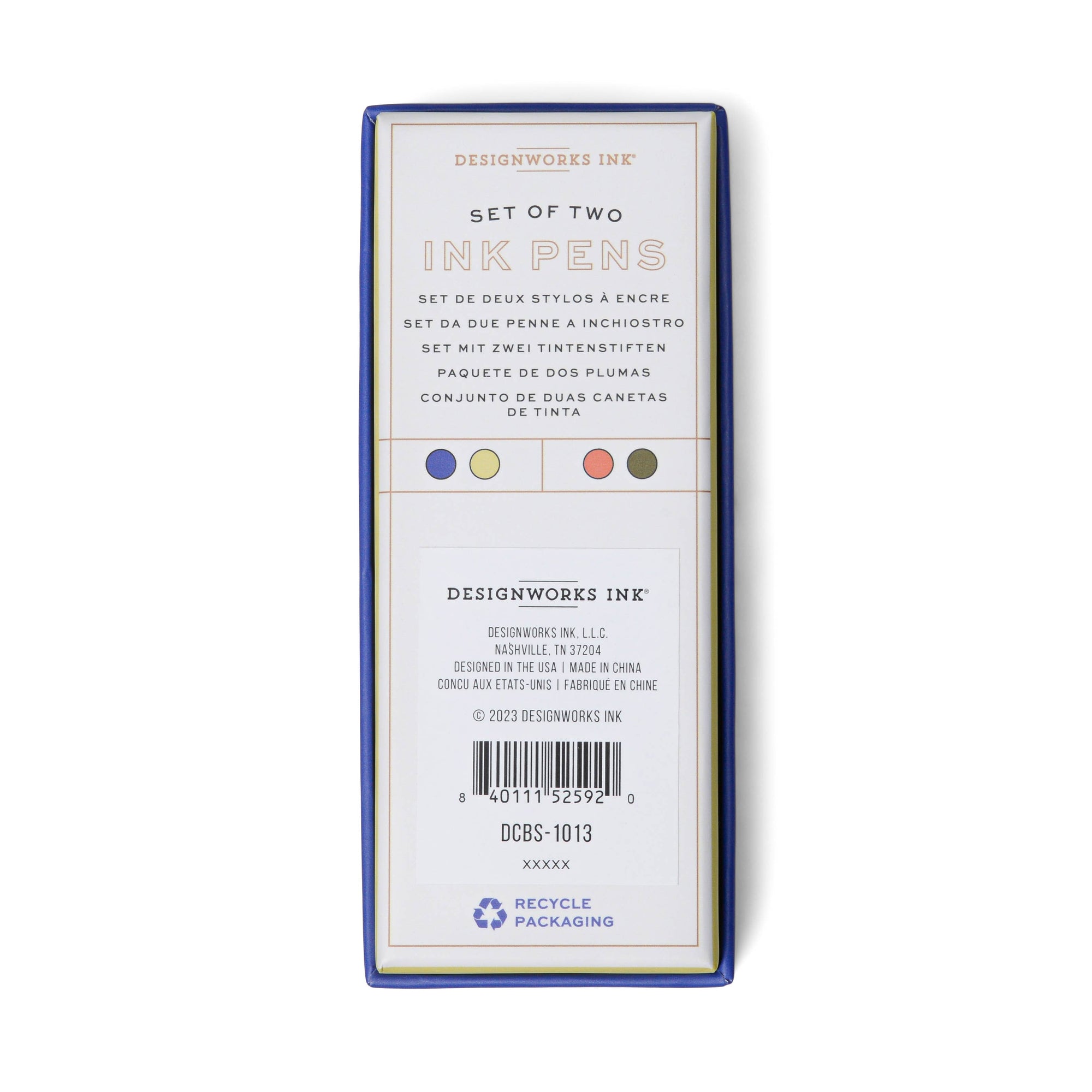 Packaging of Designworks Ink set of two ink pens on a white background