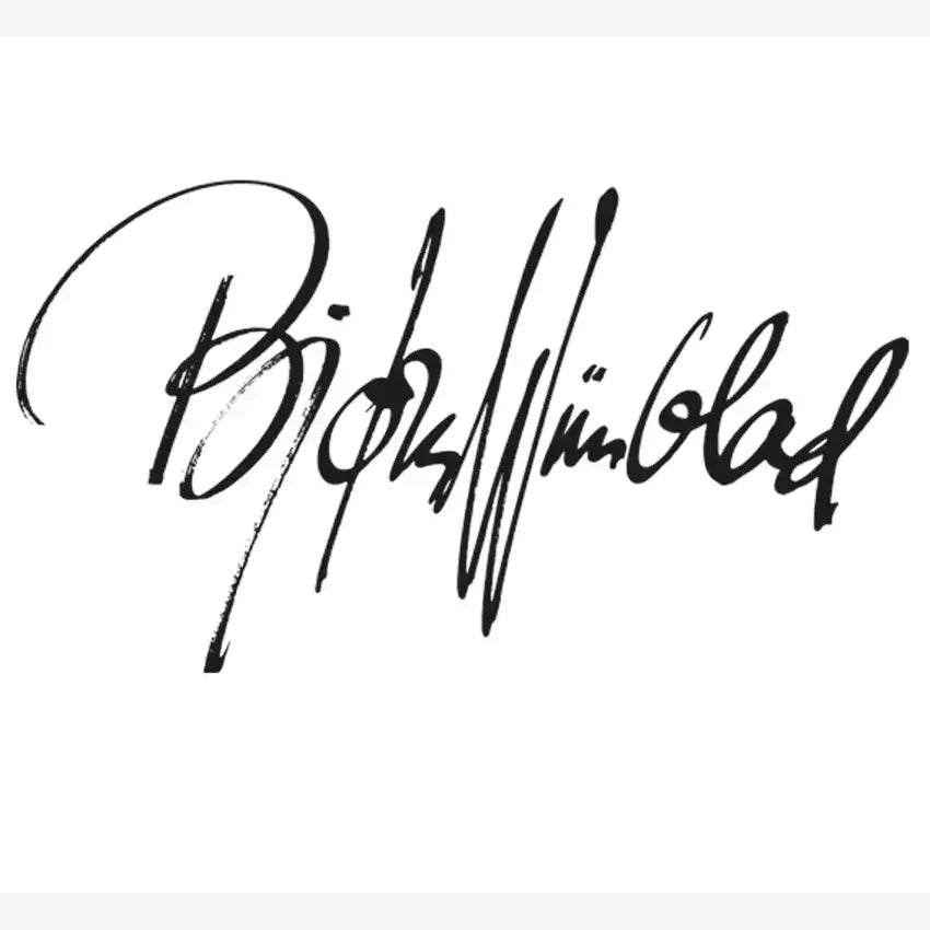 Black signature-style text on a white background