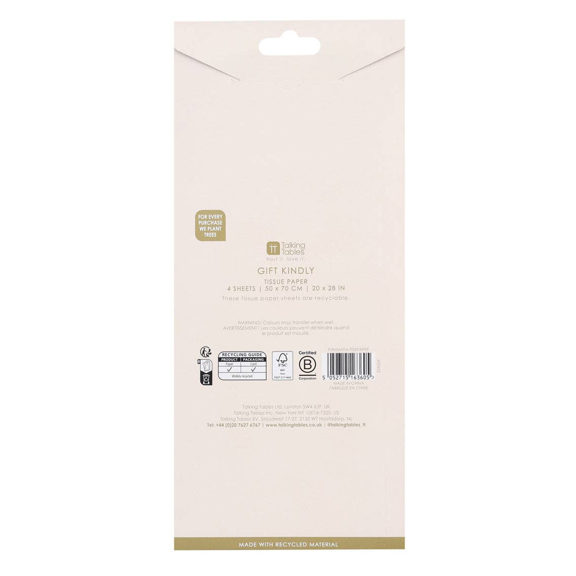 Beige envelope with brand logo and text on a white background