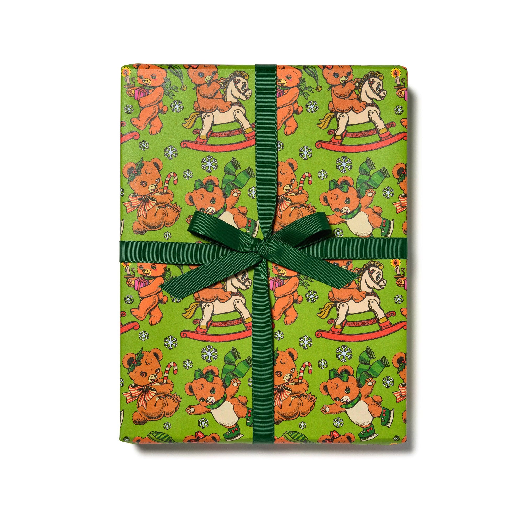 Gift box with a green ribbon on a white background