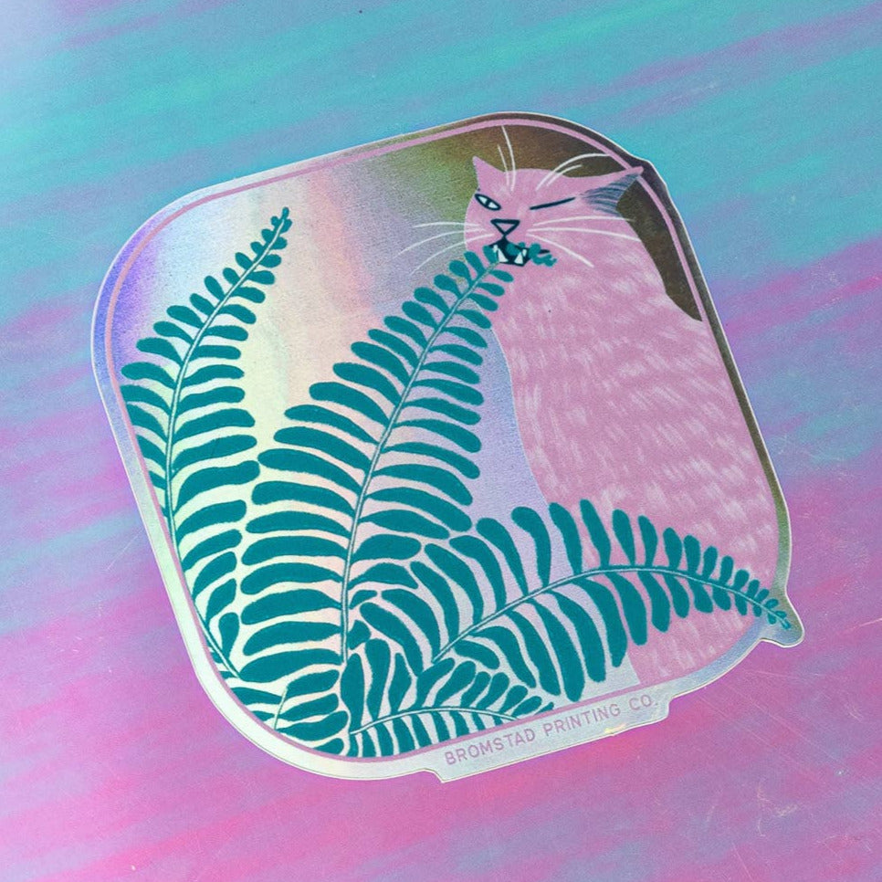 Fern Cat Holograph Sticker