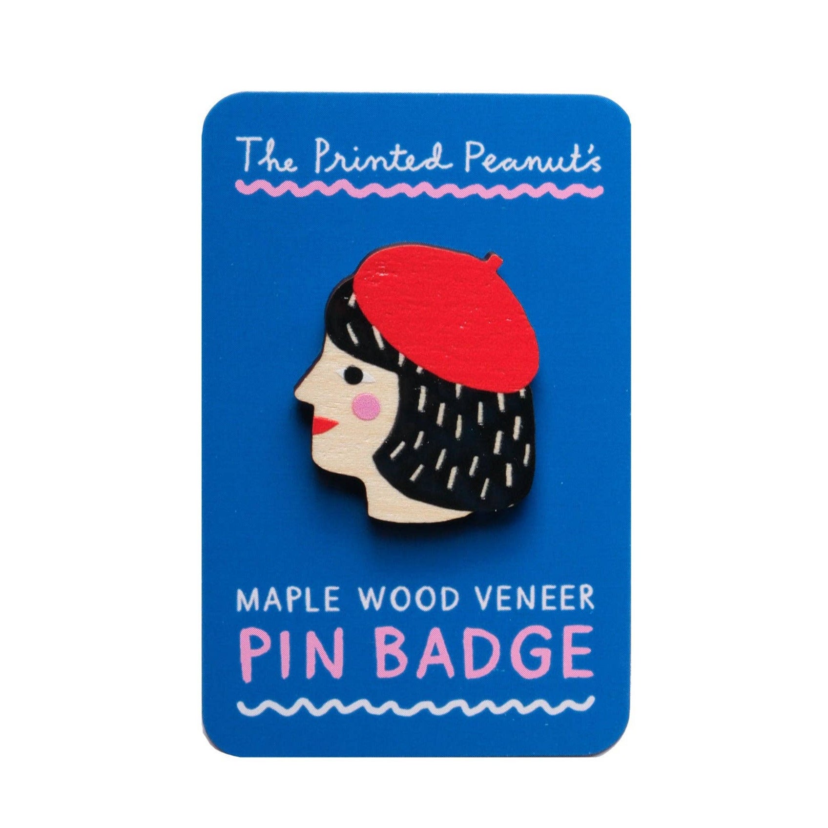 Girl Printed Wooden Pin Badge
