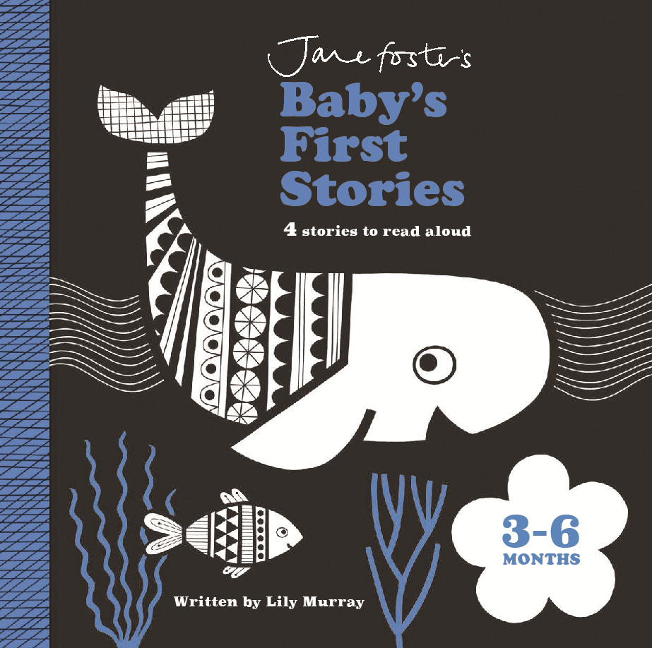 Book cover of 'Baby's First Stories' with whale illustration on a dark background