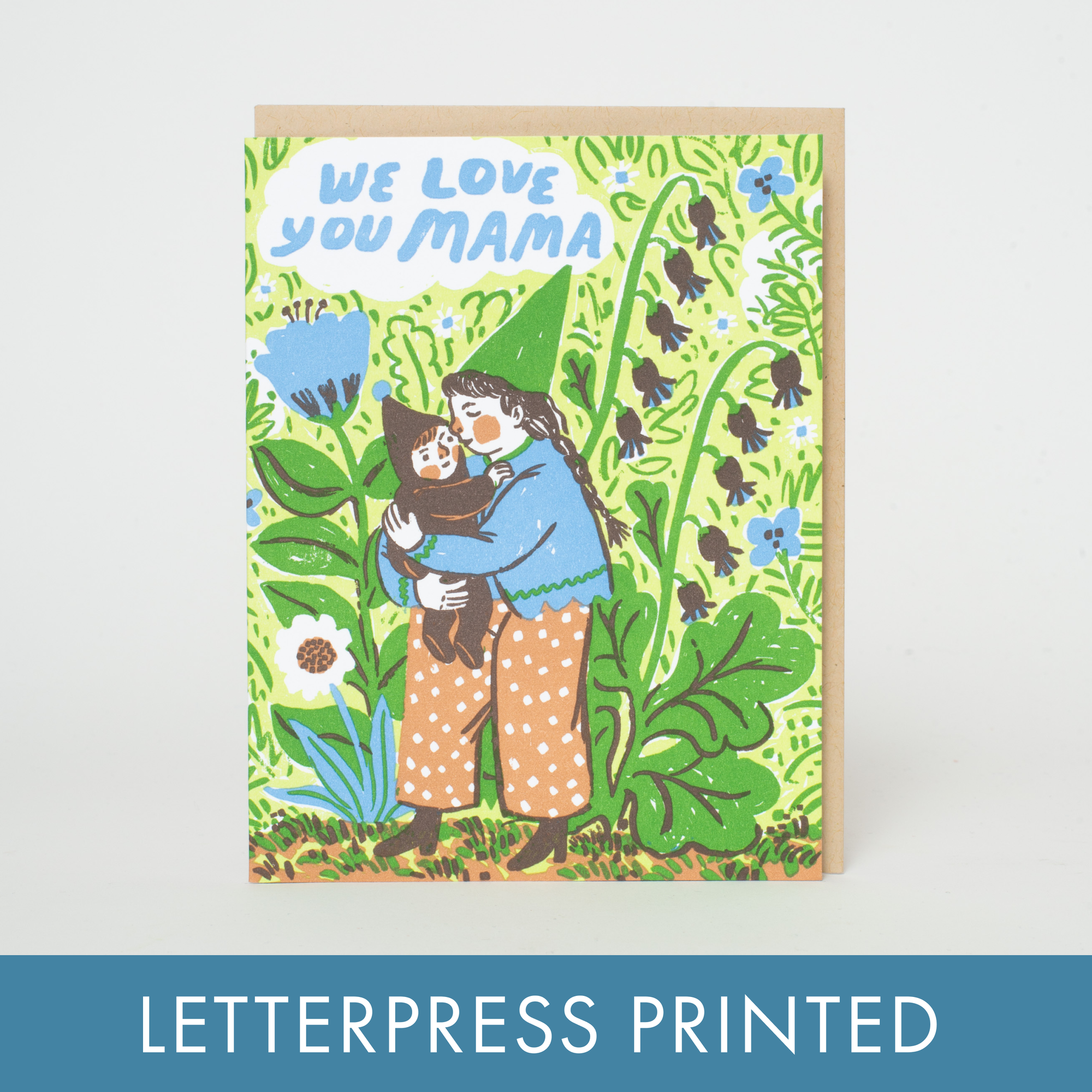 Gnome Mama Love Letterpress Card - Phoebe Wahl
