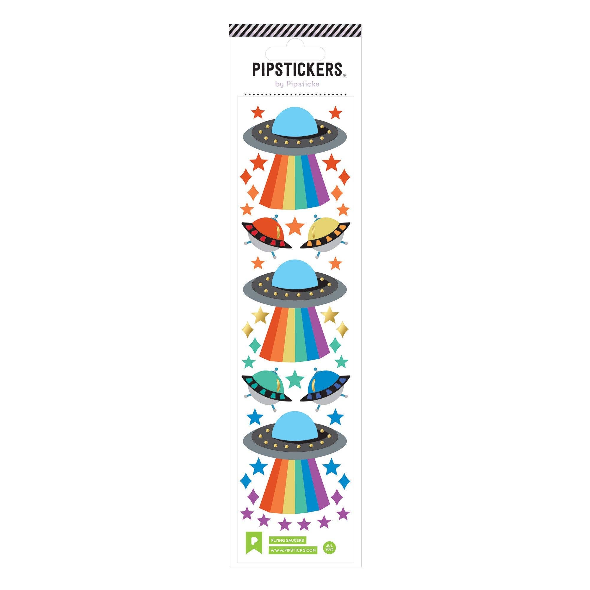 PipStickers alien spaceship and rainbow design on a white background