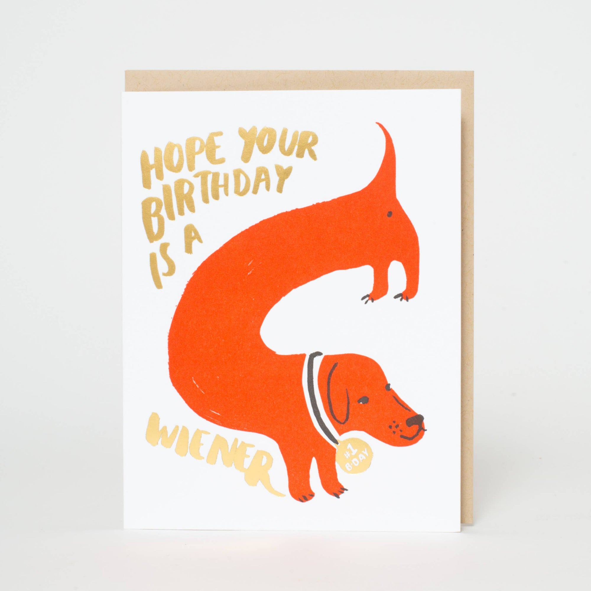 Wiener Birthday Dog Letterpress Card