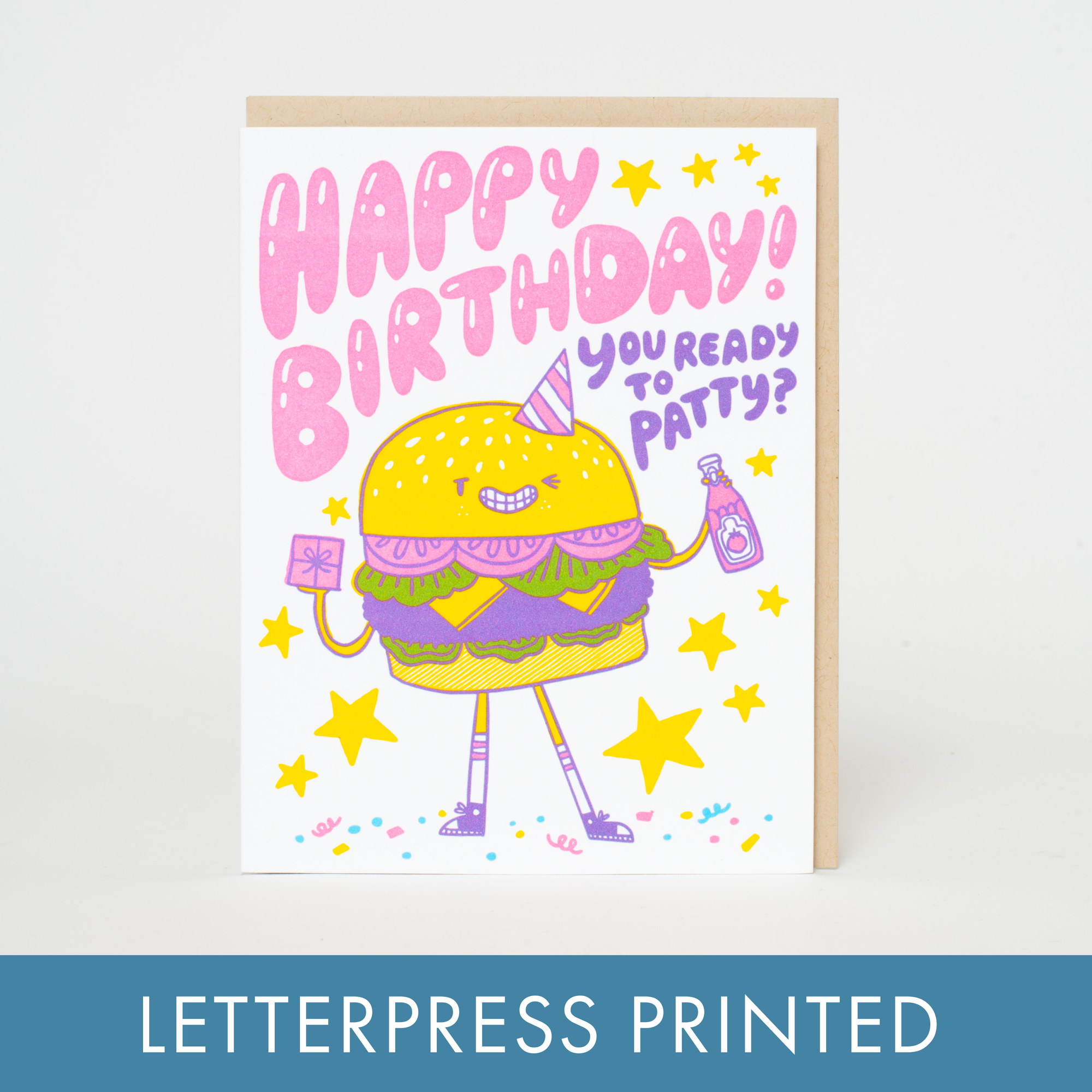 Birthday Burger Letterpress Card