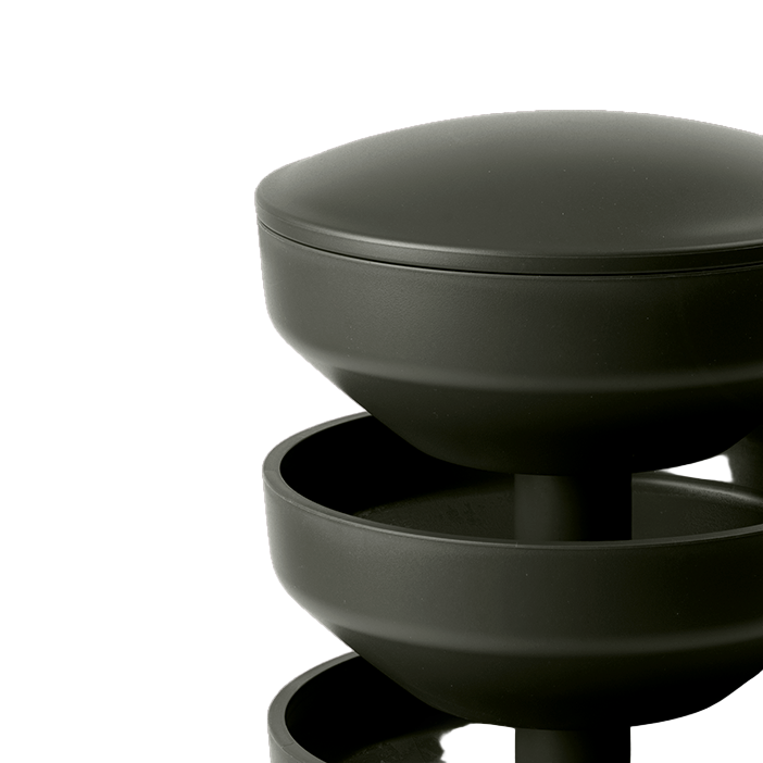 Stack of black bowls on a transparent background