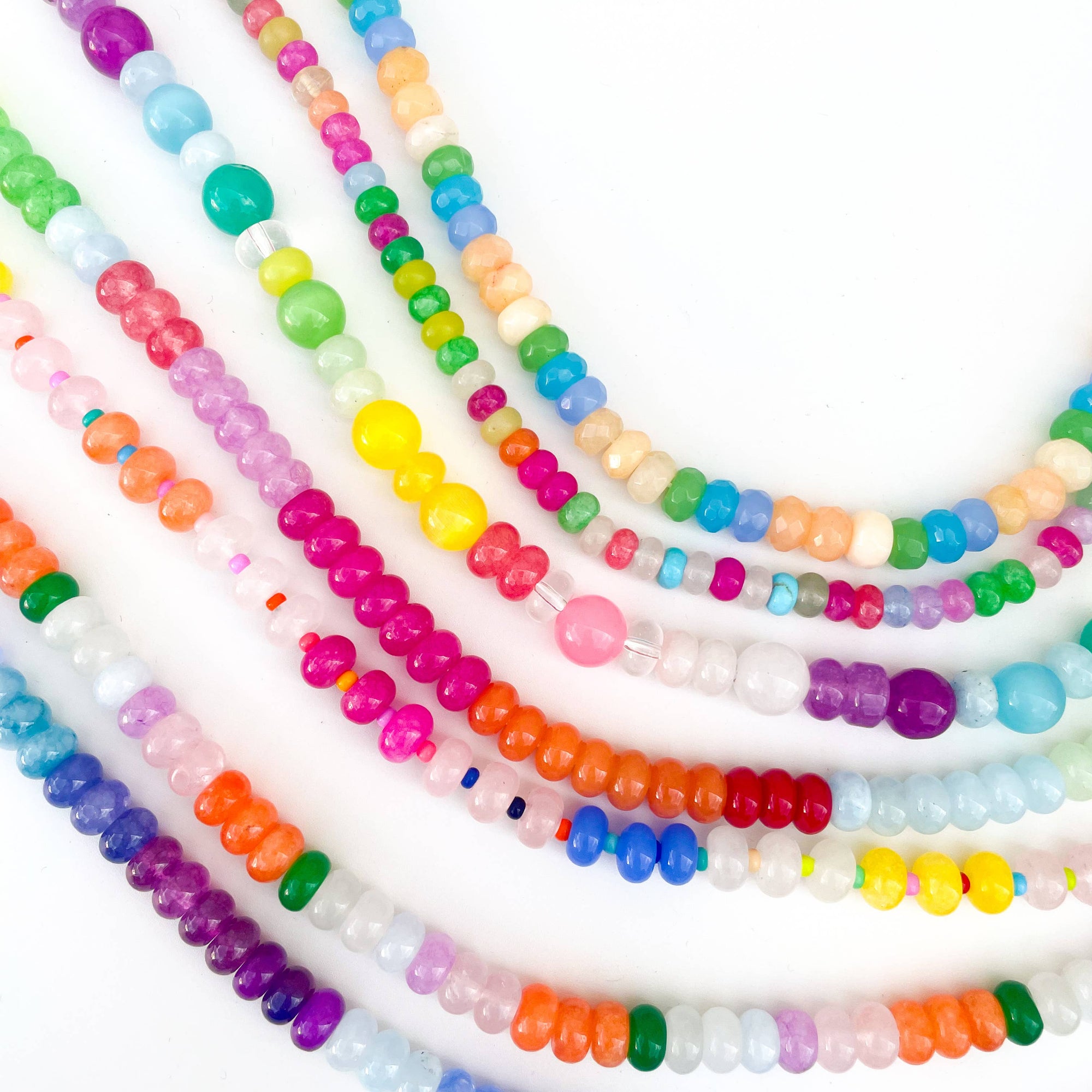 Party Loop - Rainbow Gemstone Bead Necklace