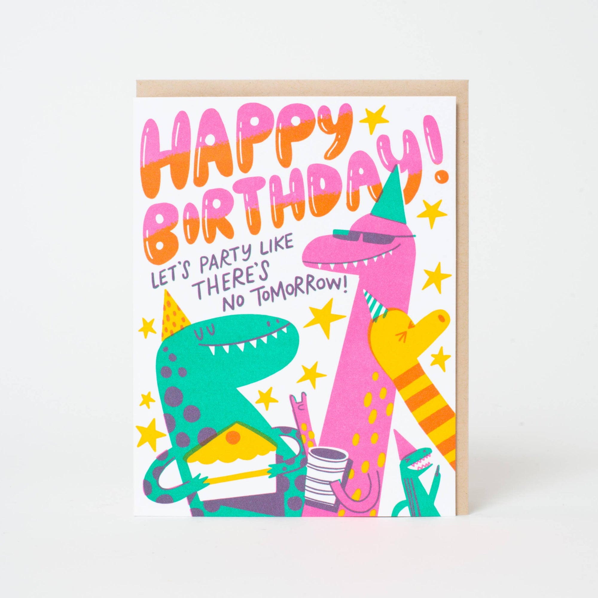 Dino Party Birthday Letterpress Card