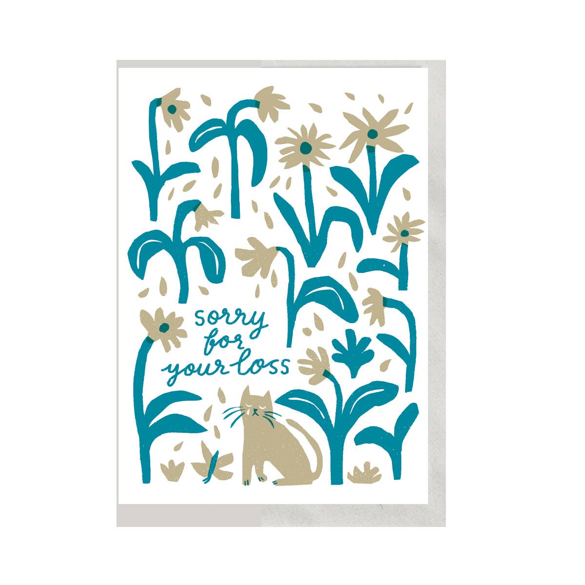 Art print with floral design and 'sorry for your loss' text on a white background