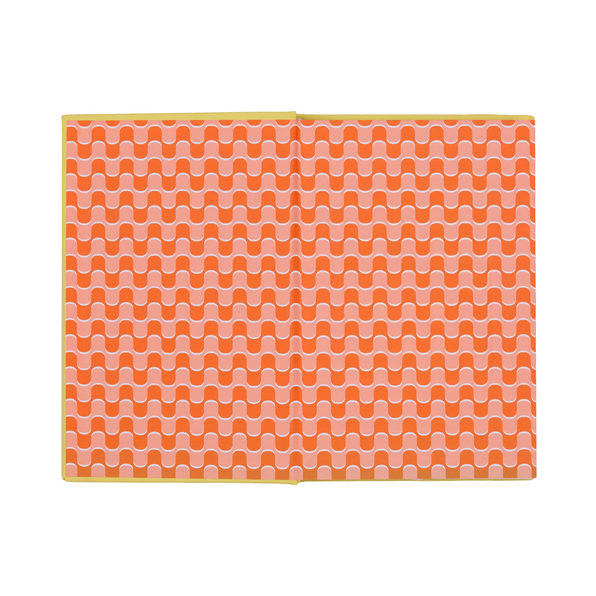 Rectangular orange and pink patterned product on a white background