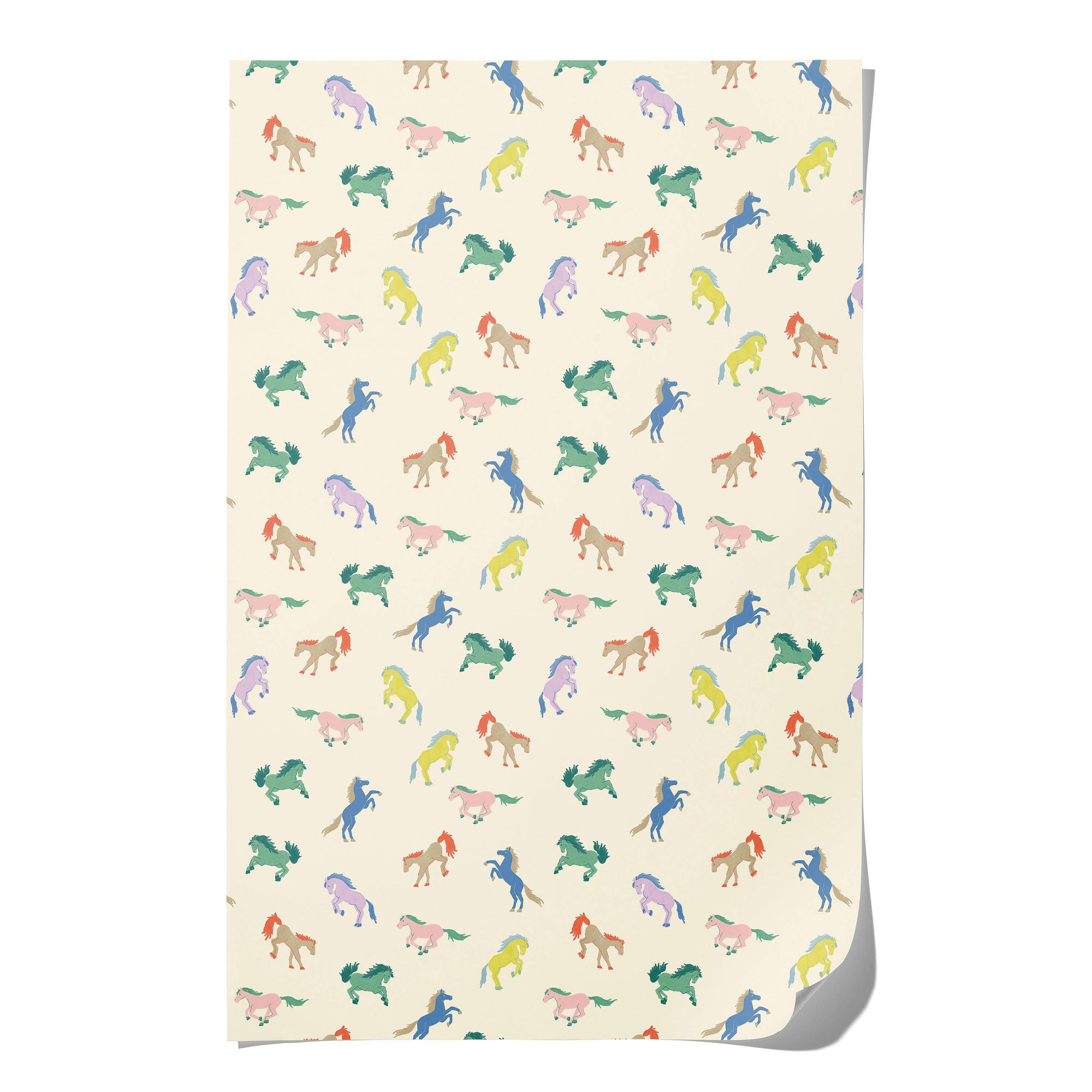 Notebook with colorful horse pattern on a white background