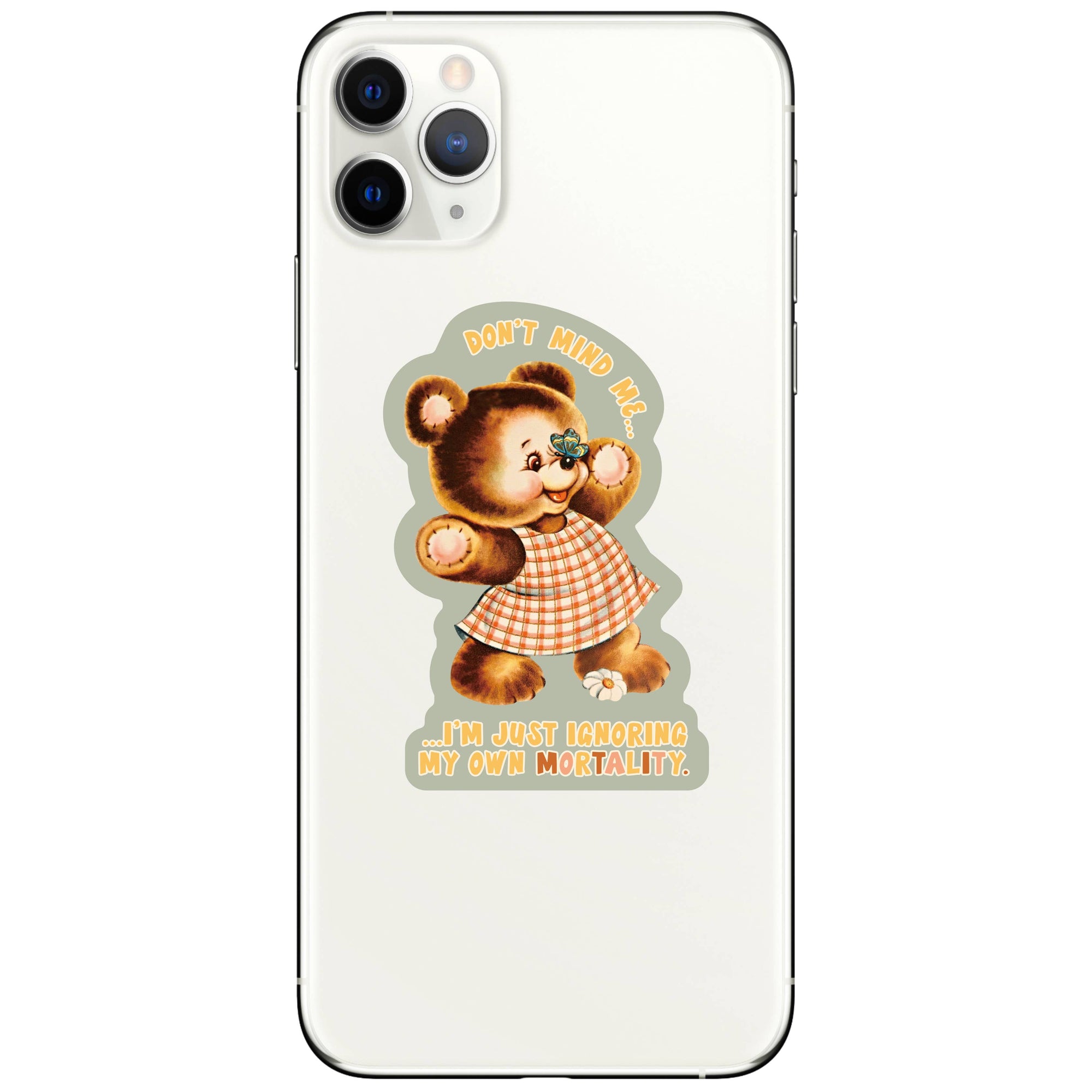 Funny Life & Death Bear Vintage High Quality Vinyl Sticker