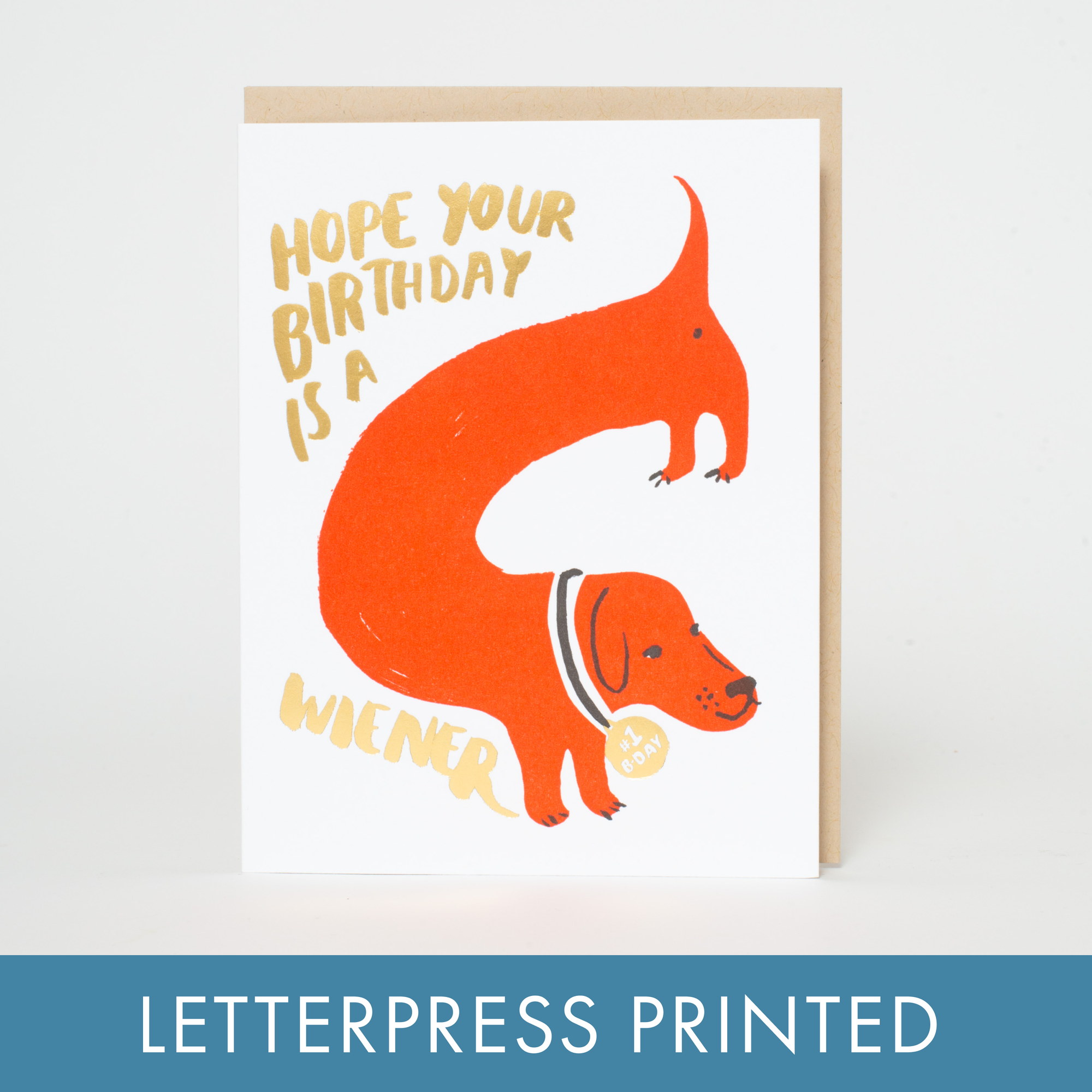 Wiener Birthday Dog Letterpress Card