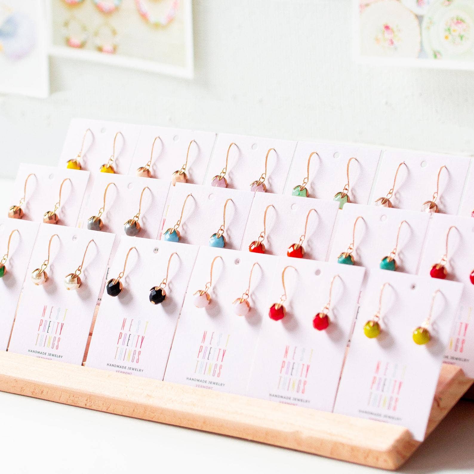 Small Colorful Glass Dangle Earrings
