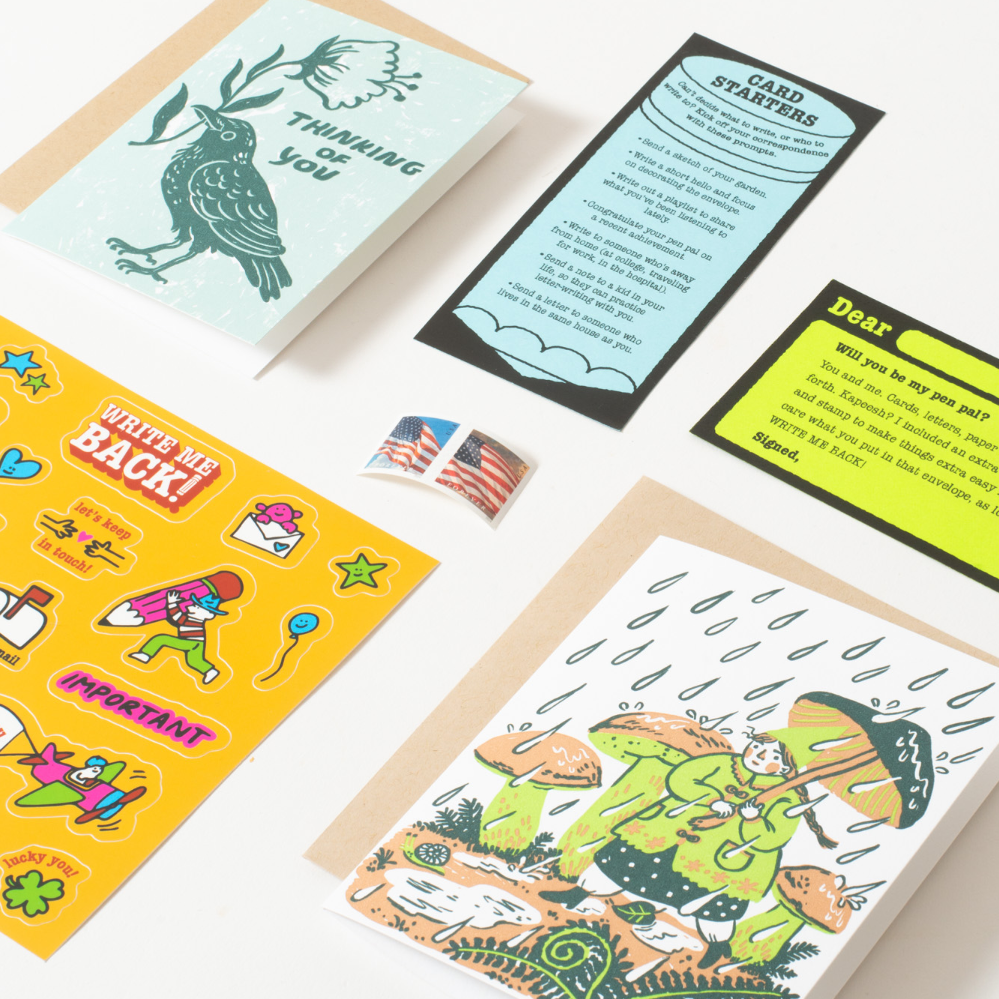 Rain Walk + Crow Letter Writing Write Me Back Pen Pal Kit -Phoebe Wahl