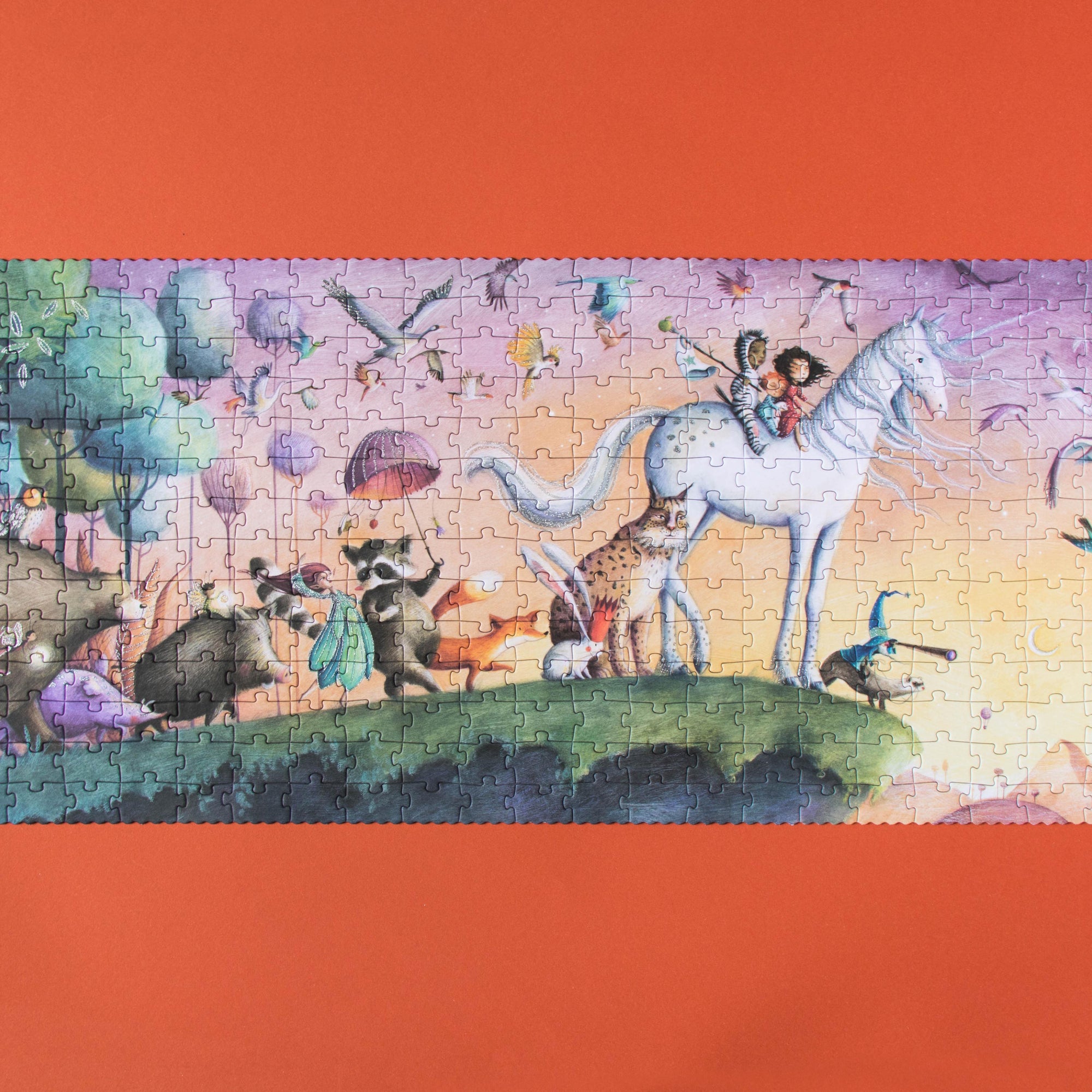 Children's puzzle with cartoon characters on a colorful background
