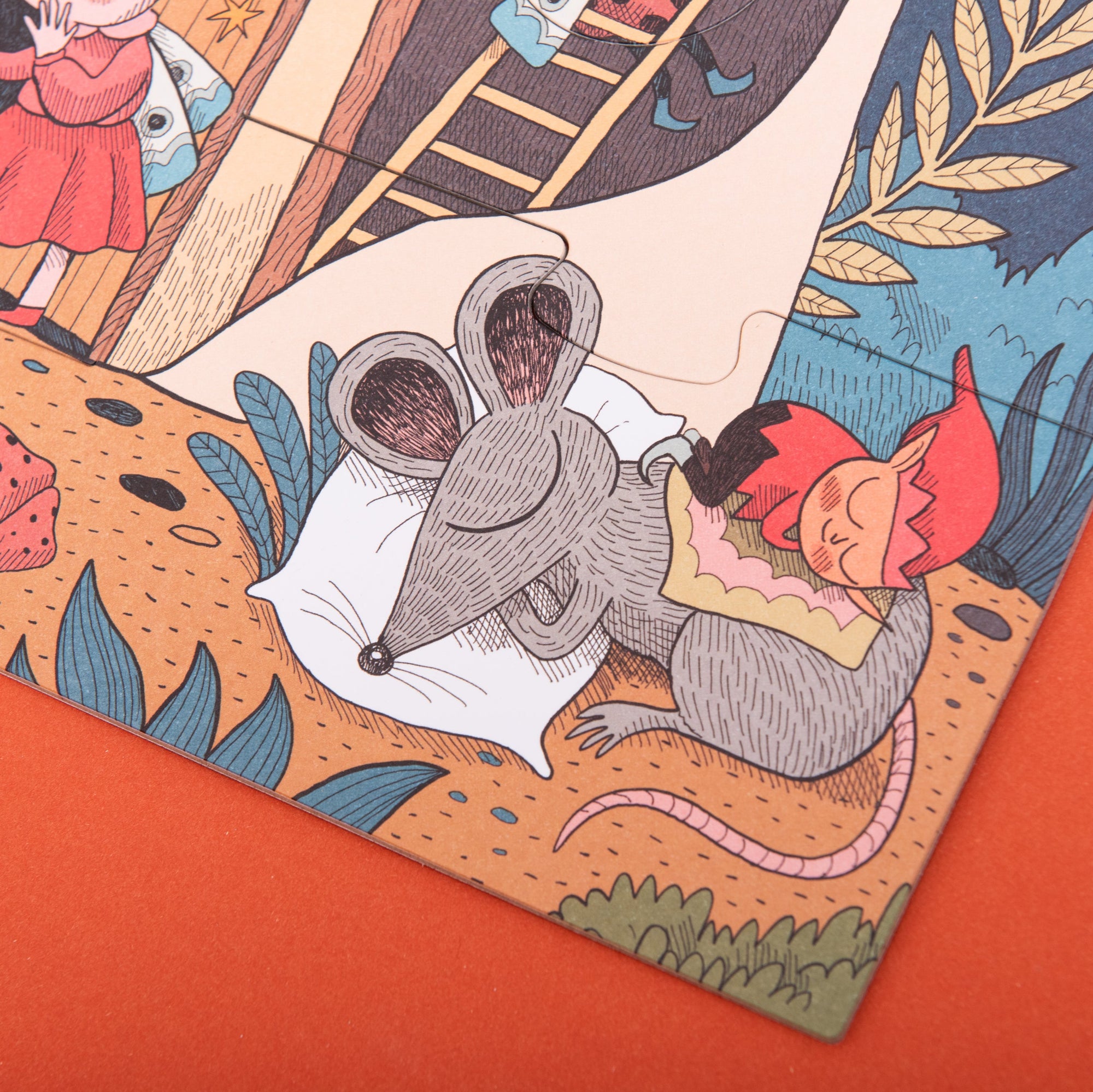 Illustration of a mouse writing on paper with a colorful background