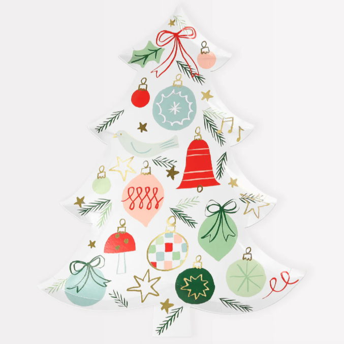 Festive Pattern Tree Plates (8pk)