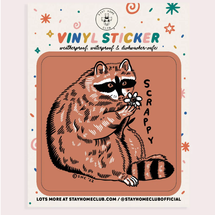 Scrappy Raccoon Vinyl Sticker