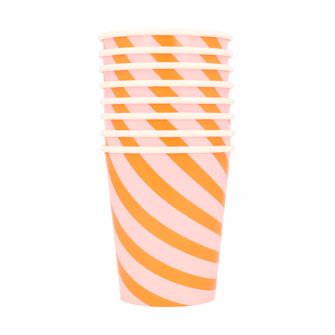 Pink and Orange Stripy Cups (8pk)