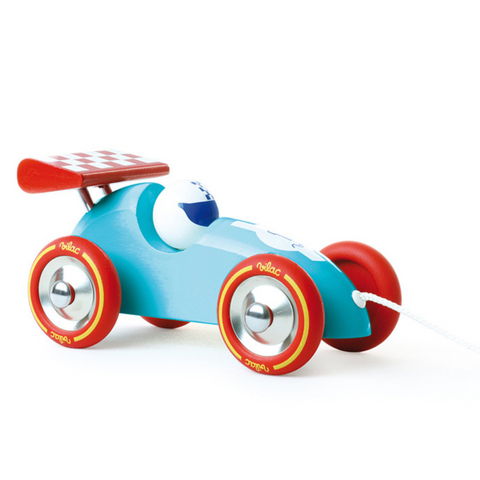 Turquoise & Red Pull Along Racing Car (18mos-3yrs)