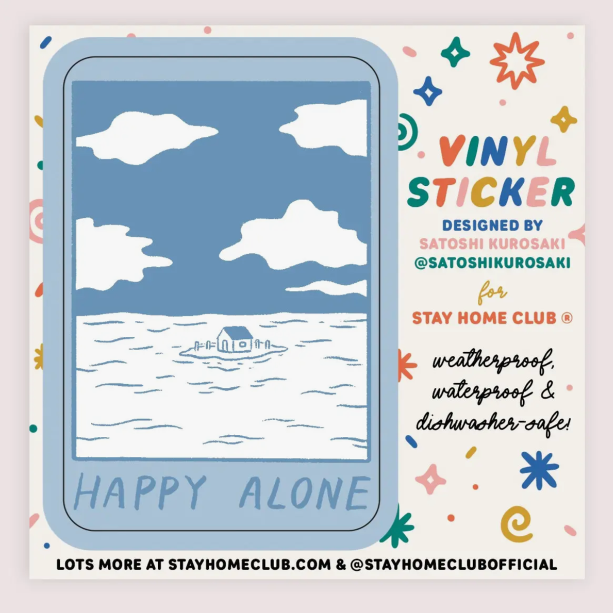 Happy Alone (Blue Skies) Vinyl Sticker