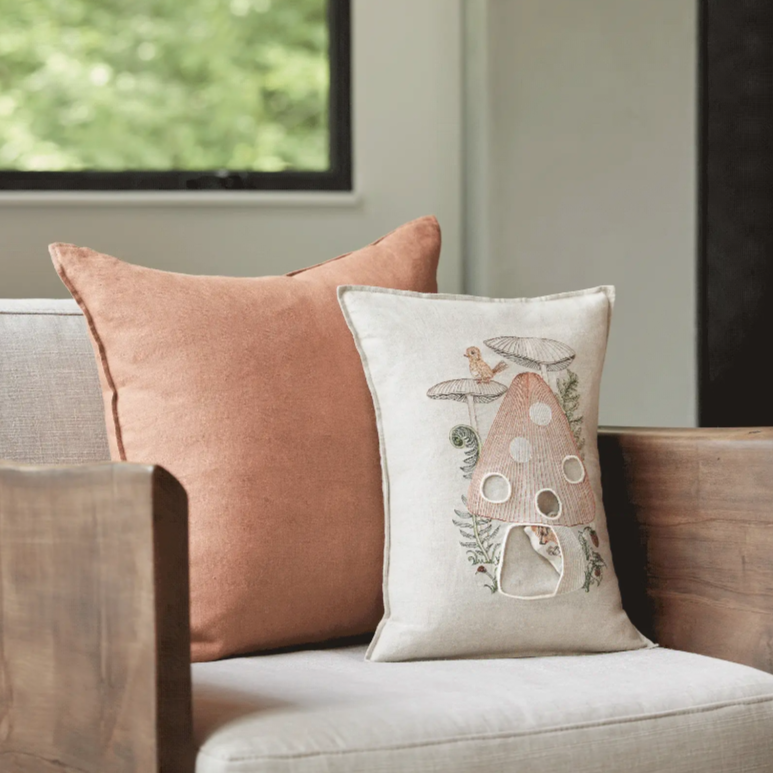 Mushroom House Pocket Pillow