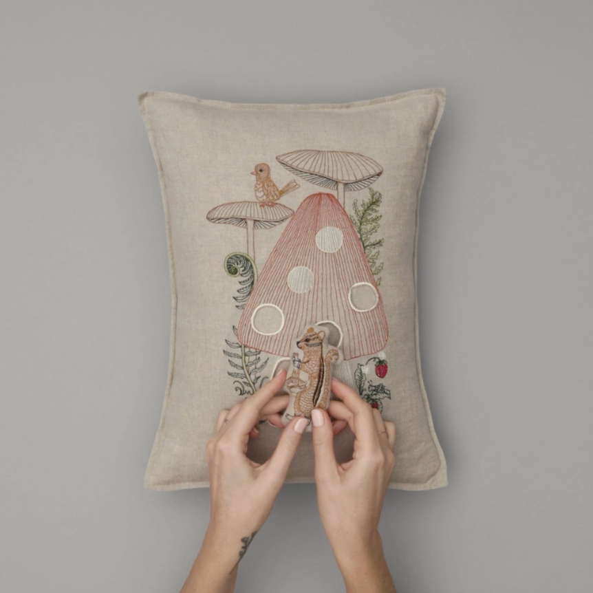 Mushroom House Pocket Pillow
