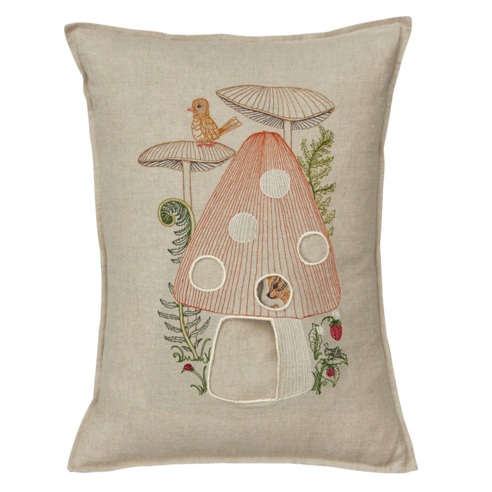 Mushroom House Pocket Pillow