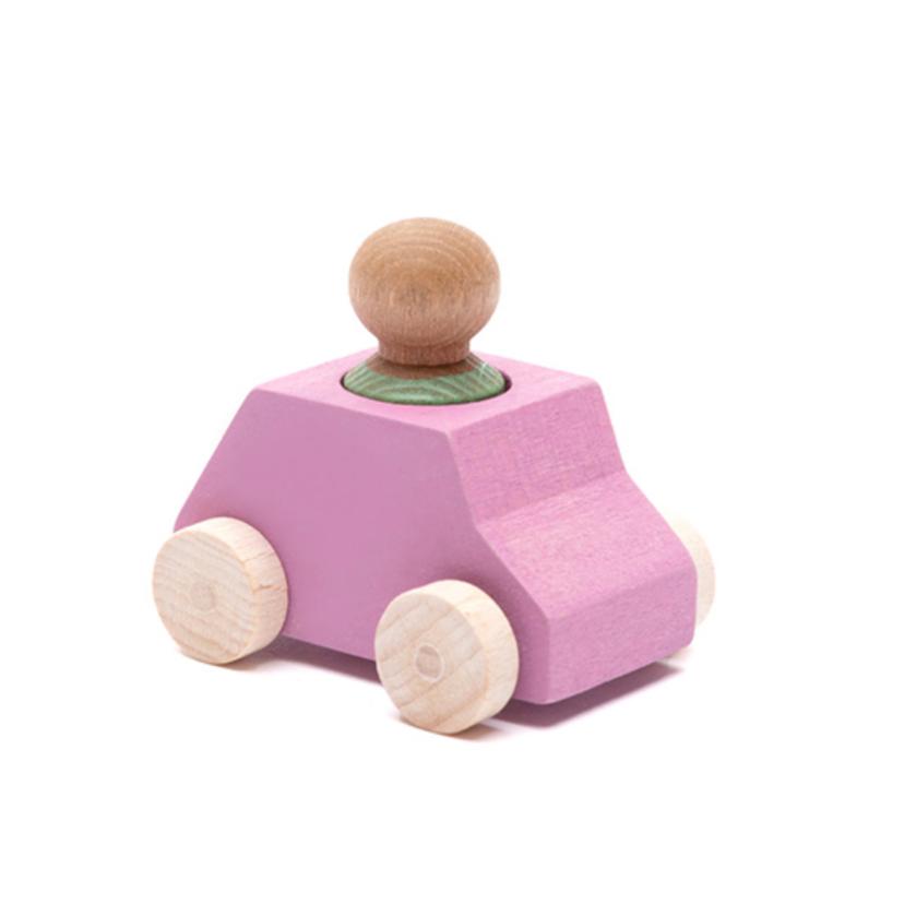 Pink Wooden Car with Figure 3yrs+
