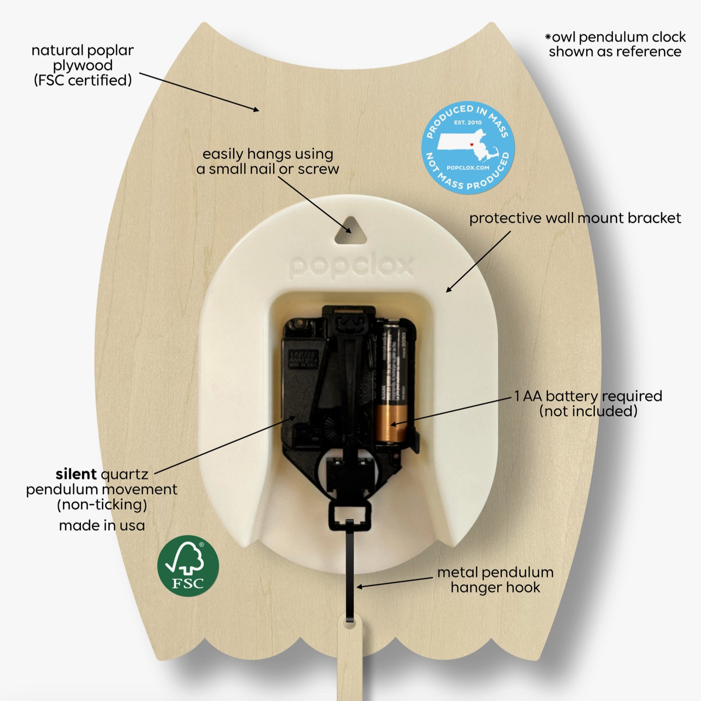 Shark Pendulum Clock -wood