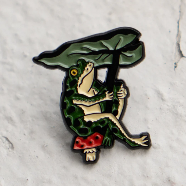 Leaf Umbrella - Frog Pin