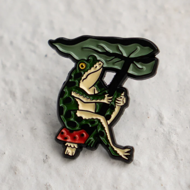 Leaf Umbrella - Frog Pin