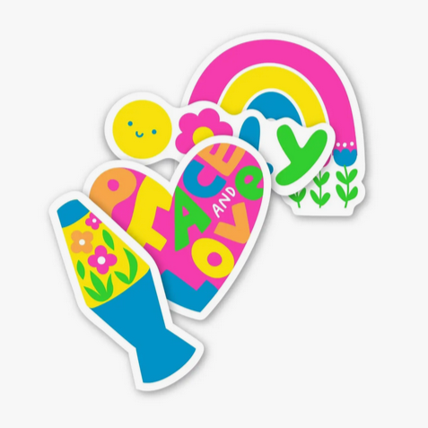 Stickiville Stickers: Peace & Love - Vinyl (4 Die-Cut)