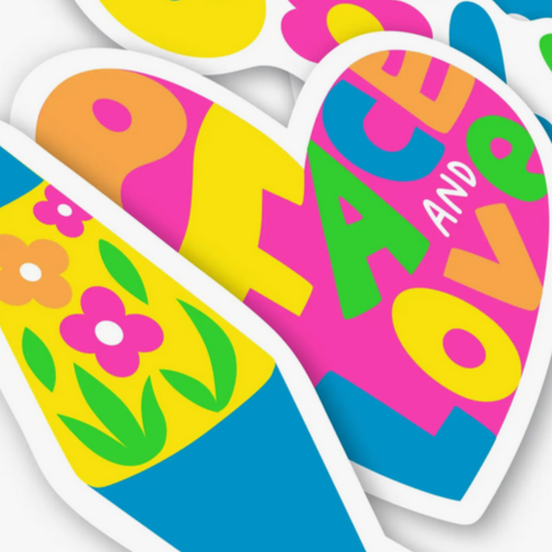 Stickiville Stickers: Peace & Love - Vinyl (4 Die-Cut)