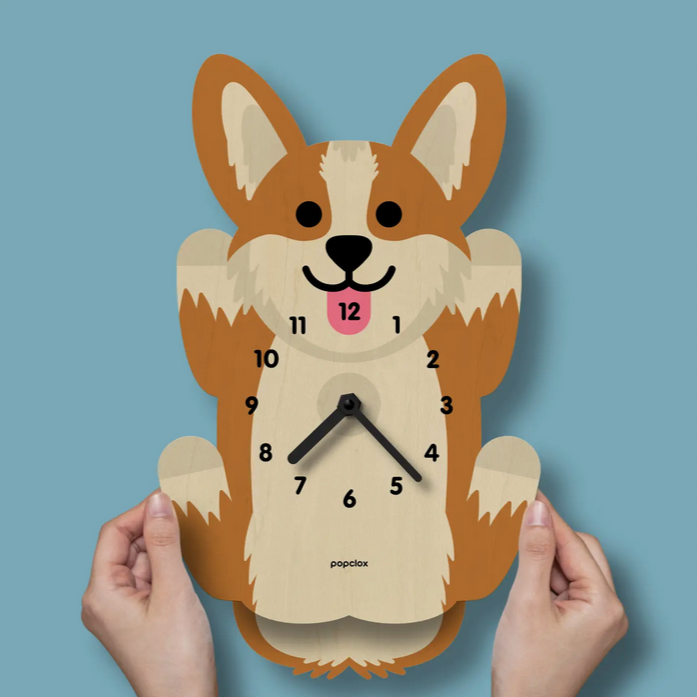 Corgi Pendulum Clock -wood